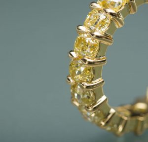 Close up yellow diamond ring