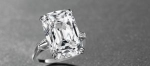 Large diamond engagement ring, grey background