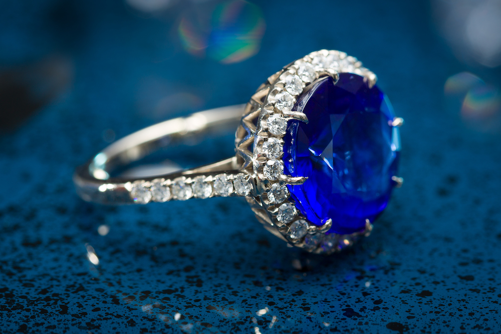 Sapphire and diamond engagement ring