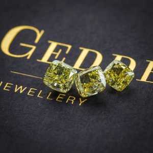 Fancy Intense yellow cushion cut loose diamonds